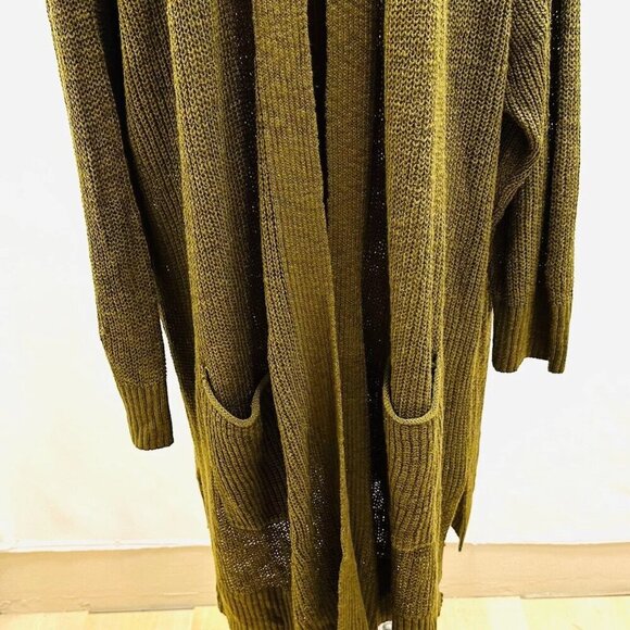 NWT SONOMA Women Long Sleeve Open Front Knit Green Long Cardigan Sweater Size 4X - Picture 7 of 13